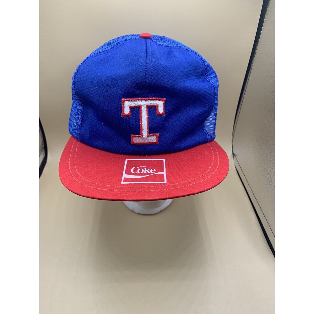 Vintage Texas Rangers Coca Cola MLB Snap Back Adjustable Trucker Hat Enjoy Coke